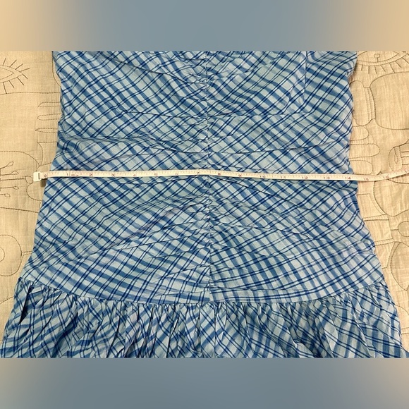 NEW Summer Away at Free People Roberta Dress Sz S Blue Ocean Checks Ruched - Picture 14 of 15